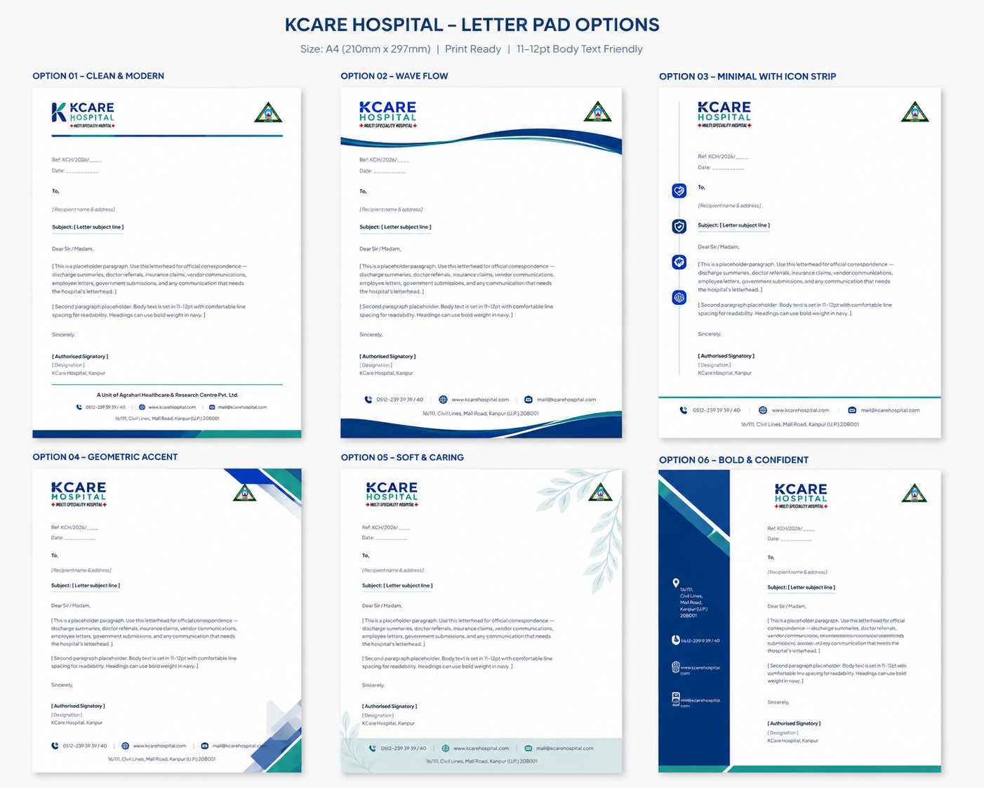 KCare letterhead options